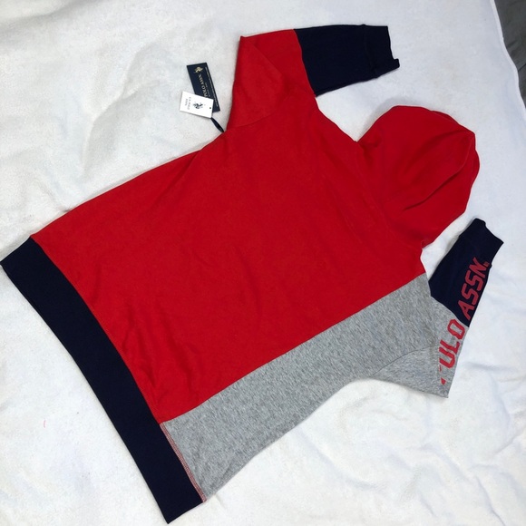 U.S. Polo Assn. NWT Red, Blue, & Gray Color Block Hoodie size M - Picture 7 of 10